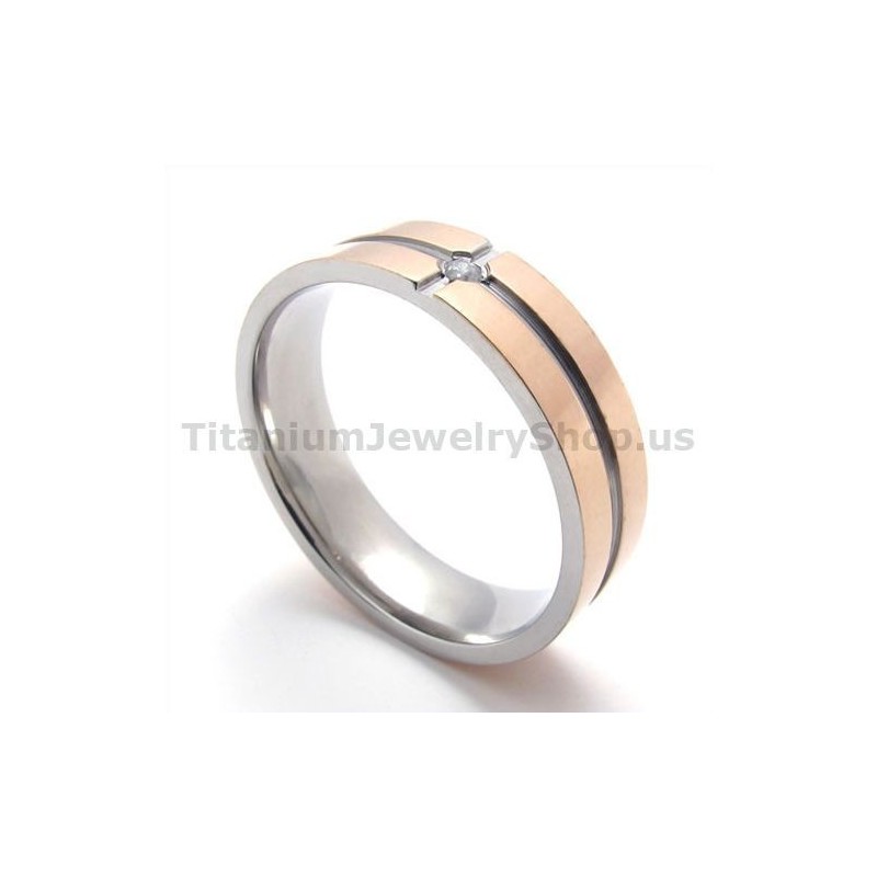 Goldener Titanring Mit Diamant Goldener Titanring Mit Diamant