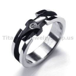 Kreuz-Titanring Mit Diamant