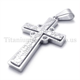 Mode Mit Diamant Zwei Schichten Titan Kreuz Anhänger