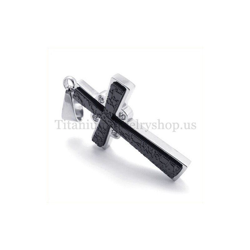 Zwei Schichten Mit Diamant Mode Titan Kreuz Anhänger