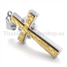 Gold Zwei Schichten Mit Diamant Mode Titan Kreuz Anhänger