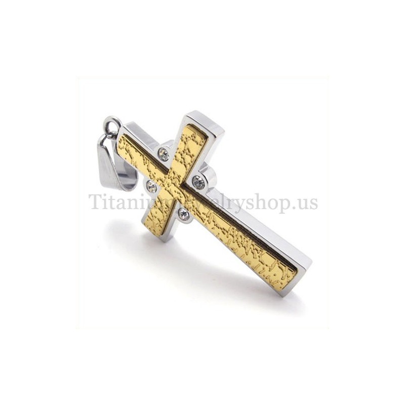Gold Zwei Schichten Mit Diamant Mode Titan Kreuz Anhänger Gold Zwei Schichten Mit Diamant Mode Titan Kreuz Anhänger