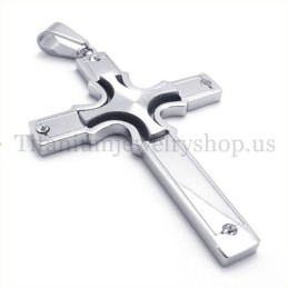 Mode Silber Eingebettet Kleines Kreuz Mit Diamant Titan Kreuz Anhänger