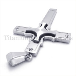 Mode Silber Eingebettet Kleines Kreuz Mit Diamant Titan Kreuz Anhänger