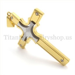 Eingebettetes Kleines Kreuz Aus Silber Und Gold, Modischer Kreuzanhänger Aus Titan