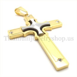 Eingebettetes Kleines Kreuz Aus Silber Und Gold, Modischer Kreuzanhänger Aus Titan