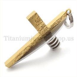 Gold Und Silber Asymmetrische Form Mode Männer Titan Kreuz Anhänger