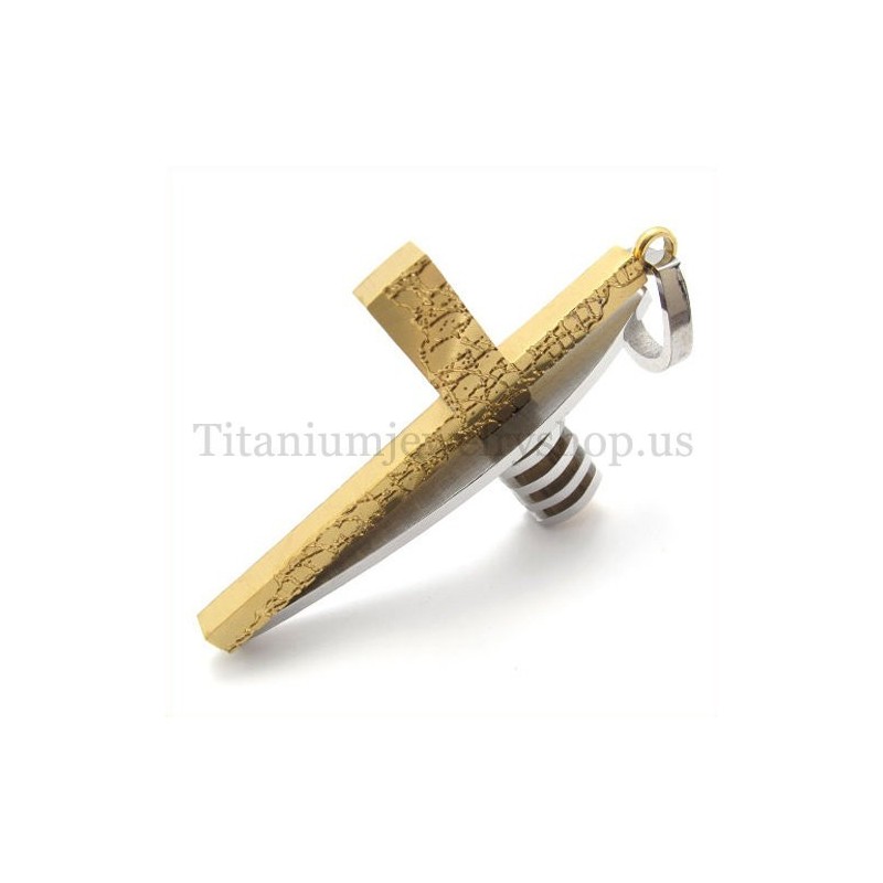 Gold Und Silber Asymmetrische Form Mode Männer Titan Kreuz Anhänger Gold Und Silber Asymmetrische Form Mode Männer Titan Kreuz Anhänger