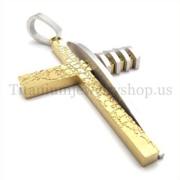 Gold Und Silber Asymmetrische Form Mode Männer Titan Kreuz Anhänger