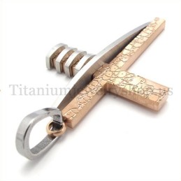 Kaffee Gold Asymmetrische Form Mode Männer Titan Kreuz Anhänger