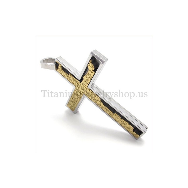 Gold Unvollständige Füllung Quadratischer Titan Kreuz Anhänger Gold Unvollständige Füllung Quadratischer Titan Kreuz Anhänger