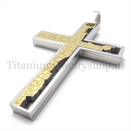 Gold Unvollständige Füllung Quadratischer Titan Kreuz Anhänger