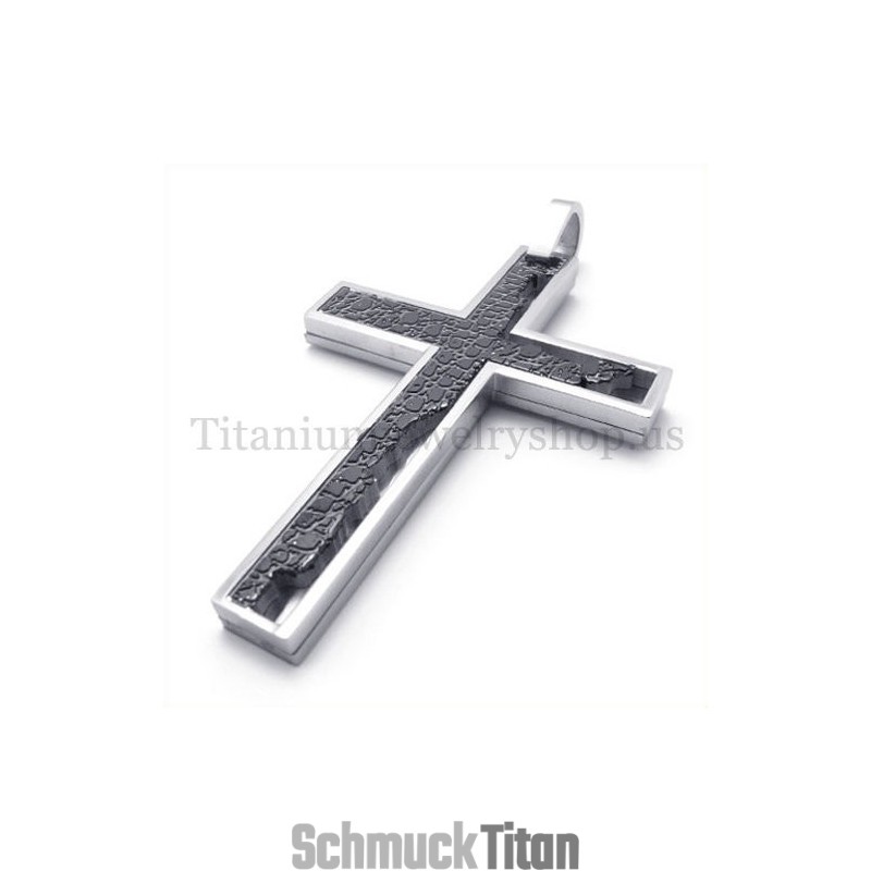 Schwarzer, Unvollständig Gefüllter Quadratischer Kreuzanhänger Aus Titan