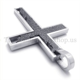 Schwarzer, Unvollständig Gefüllter Quadratischer Kreuzanhänger Aus Titan