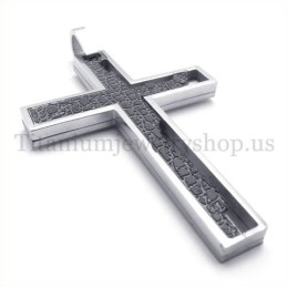 Schwarzer, Unvollständig Gefüllter Quadratischer Kreuzanhänger Aus Titan