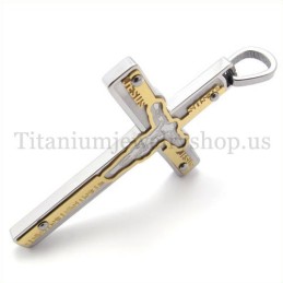 Geschnitzter Jesus-Kreuzanhänger Aus Gold Und Titan