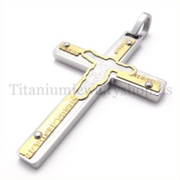 Geschnitzter Jesus-Kreuzanhänger Aus Gold Und Titan