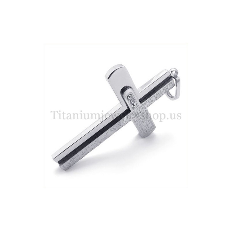 Zwei Schichten Mit Diamant Bibel Titan Kreuz Anhänger Zwei Schichten Mit Diamant Bibel Titan Kreuz Anhänger
