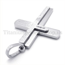 Zwei Schichten Mit Diamant Bibel Titan Kreuz Anhänger