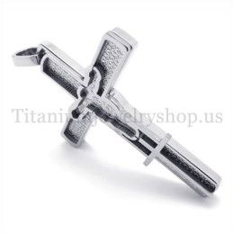 Titan-Kreuzanhänger Mit Geschnitztem Jesus-Muster