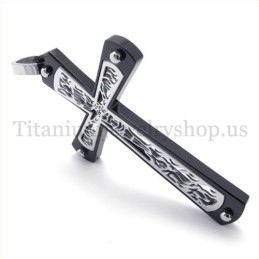 Schwarzer Eingebetteter Hohler Kreuzmuster-Mode-Titan-Kreuz-Anhänger