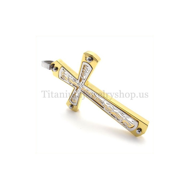 Gold Eingebettet Hohl Kreuz Muster Mode Titan Kreuz Anhänger Gold Eingebettet Hohl Kreuz Muster Mode Titan Kreuz Anhänger