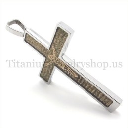 Gold Geschnitztes Jesus-Muster Und Bibel Mode Titan Kreuz Anhänger