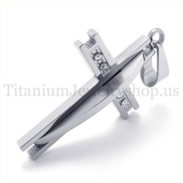 Silber Mit Diamant Mode Titan Kreuz Anhänger