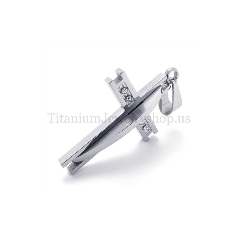 Silber Mit Diamant Mode Titan Kreuz Anhänger Silber Mit Diamant Mode Titan Kreuz Anhänger