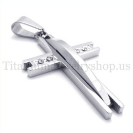 Silber Mit Diamant Mode Titan Kreuz Anhänger