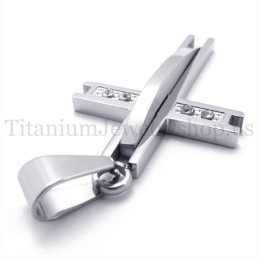 Silber Mit Diamant Mode Titan Kreuz Anhänger