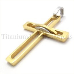 Goldener Edler Mann Mode Titan Kreuz Anhänger