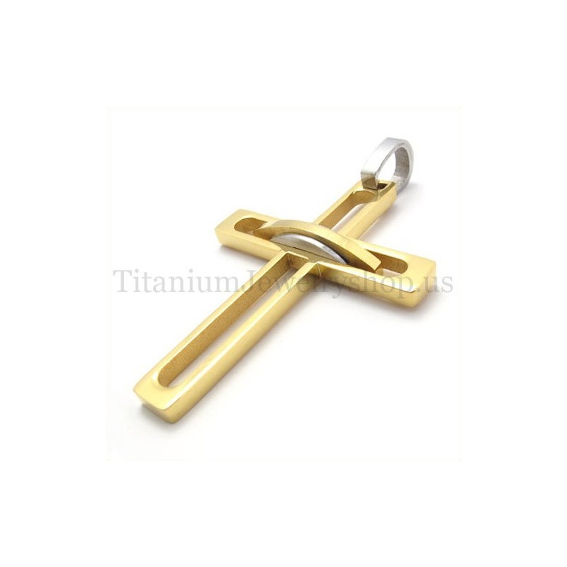Goldener Edler Mann Mode Titan Kreuz Anhänger Goldener Edler Mann Mode Titan Kreuz Anhänger