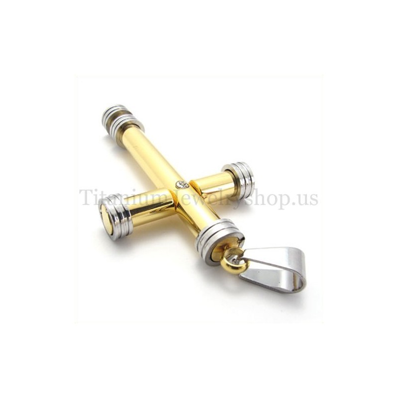 Golden Fashion Zylindrischer Kreuzanhänger Aus Titan Golden Fashion Zylindrischer Kreuzanhänger Aus Titan