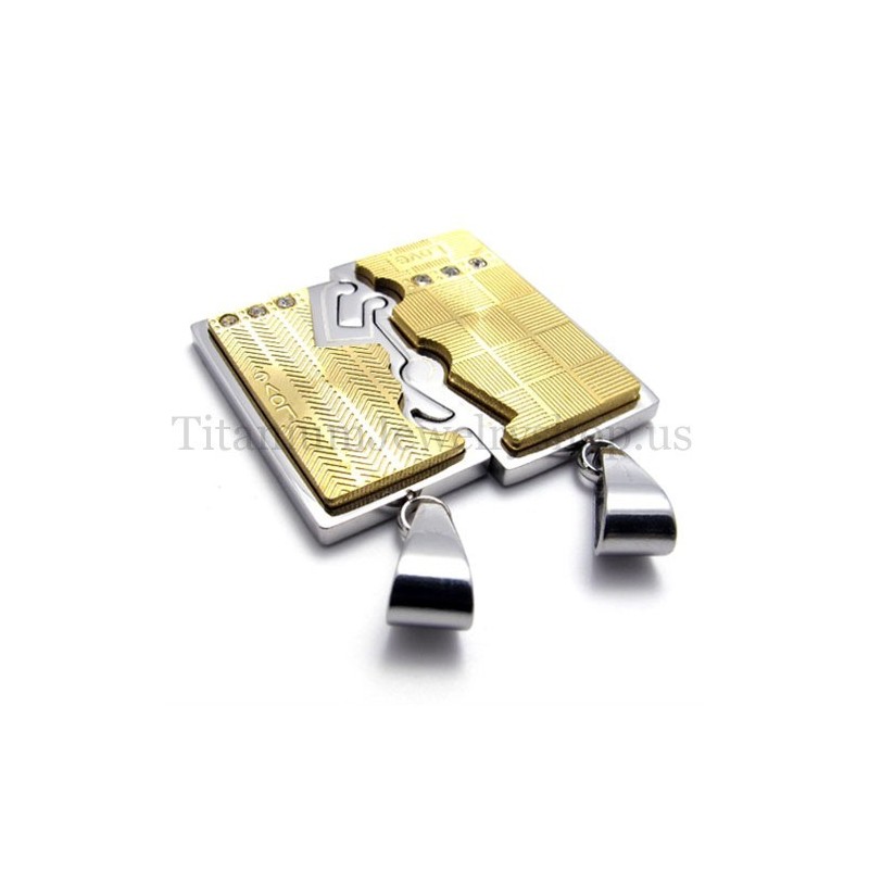 Goldener Zweilagiger Ineinandergreifender Titan-Anhänger Für Liebhaber Goldener Zweilagiger Ineinandergreifender Titan-Anhänger Für Liebhaber