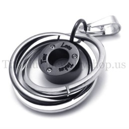 Schwarzer Multi-Ring Mit Titan-Anhänger „Take Time Love“
