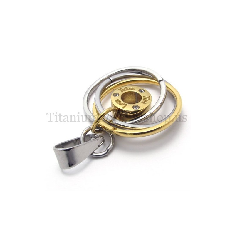 Gold-Multiring Mit Titan-Anhänger „Take Time Love“ Gold-Multiring Mit Titan-Anhänger „Take Time Love“