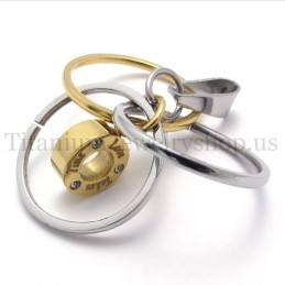 Gold-Multiring Mit Titan-Anhänger „Take Time Love“