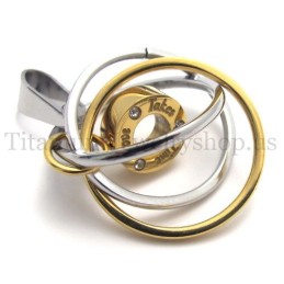 Gold-Multiring Mit Titan-Anhänger „Take Time Love“