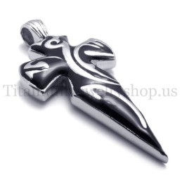 Männer Schwert Pure Black Titanium Anhänger