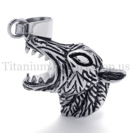 Wolfskopf-Anhänger Aus Titan Für Herren