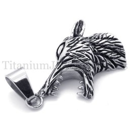 Wolfskopf-Anhänger Aus Titan Für Herren
