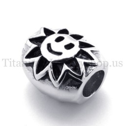 Ellipsoidal Mit Sonnenblume Glücksperle Titan Anhänger