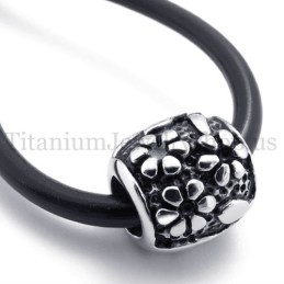 Ellipsoidaler Glücksperlen-Anhänger Aus Titan Mit Blumen