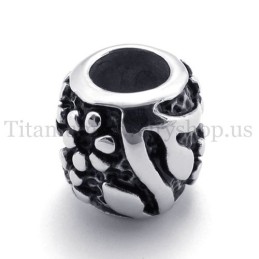 Ellipsoidaler Glücksperlen-Anhänger Aus Titan Mit Blumen