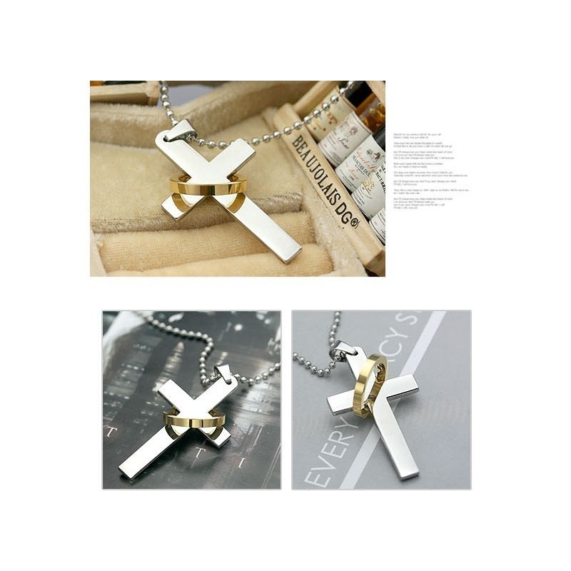 Herren-Halskette Mit Kreuzanhänger Aus Reinem Titan (Neu) 7576 Herren-Halskette Mit Kreuzanhänger Aus Reinem Titan (Neu) 7576