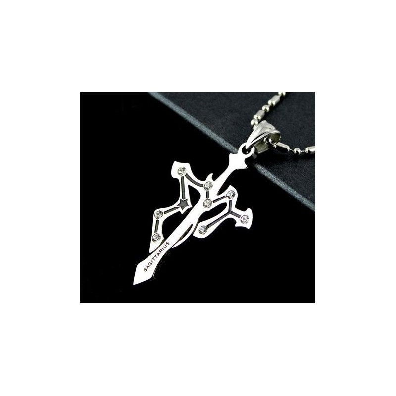 Halskette Mit Anhänger Aus Reinem Titan Mit Sternzeichen-Kreuz Halskette Mit Anhänger Aus Reinem Titan Mit Sternzeichen-Kreuz