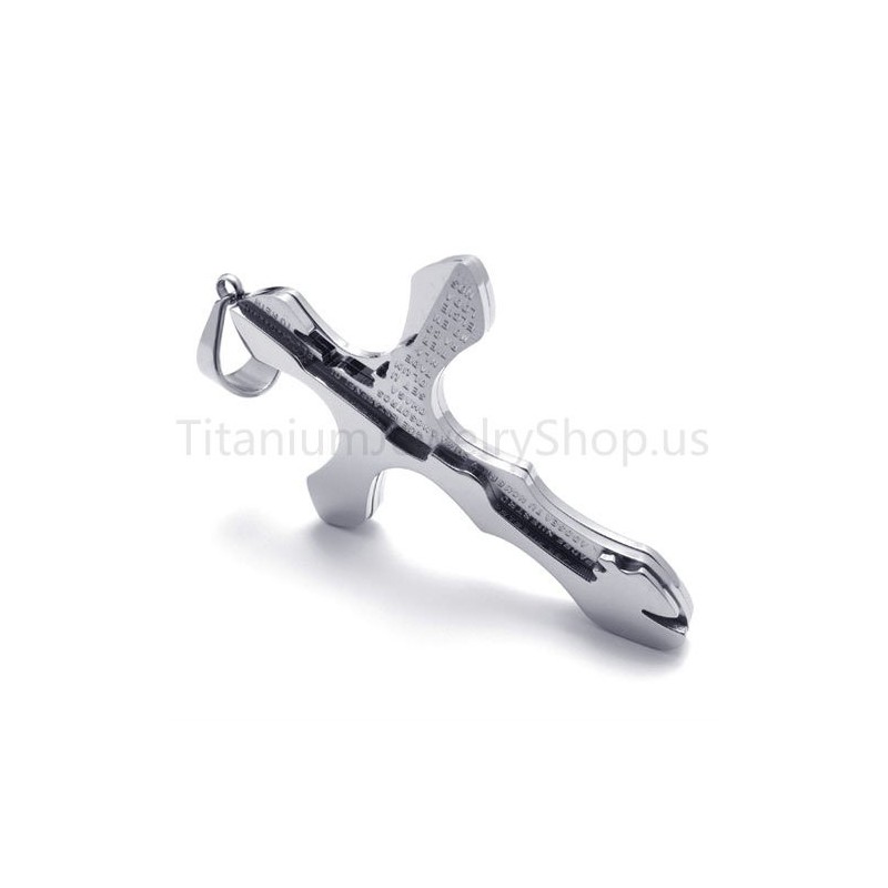 Neuer Silberner Anhänger Mit Geschnitzten Buchstaben Und Kreuz Aus Titan Neuer Silberner Anhänger Mit Geschnitzten Buchstaben Und Kreuz Aus Titan