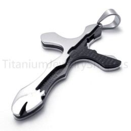 Neuer Duotone Carving Letters Kreuz Titan Anhänger