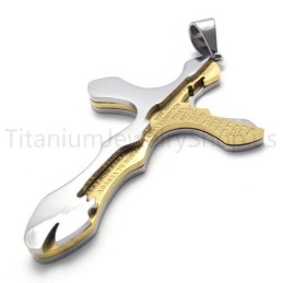 Neuer Goldener Geschnitzter Buchstaben-Kreuz-Anhänger Aus Titan